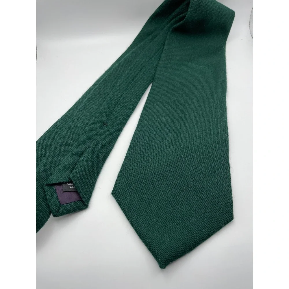 Liberty of London Mens Tie Forest Green 100% Wool Textured Hopsack Made in USA
